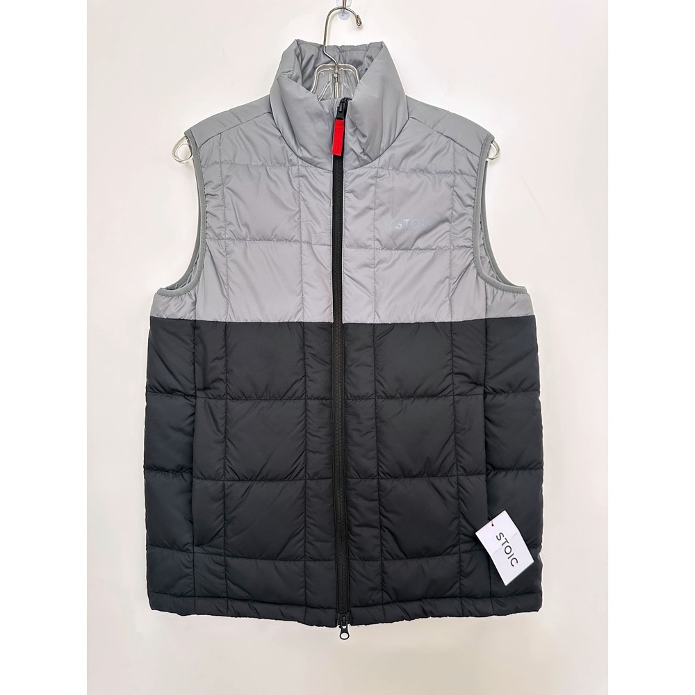 Stoic Venture Insulated Vest Mens Medium Black Grey Colorblock Quilted Puffer